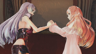 Anime girls touching hands curtain - two anime girl free wallpaper