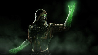 Man green costume green light - smoke behind free wallpaper