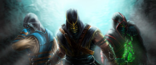 Three men armor glowing green - three man free wallpaper for desktop
