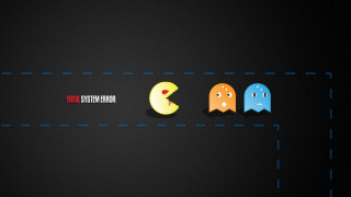 Black background three pacman characters - anton fadeev free wallpaper