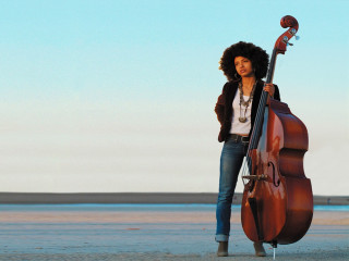 Woman beach cello guitar standing - constance gordoncumming free wallpaper