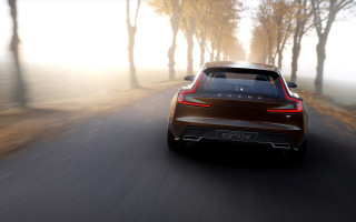 Car driving road trees fog - unreal engine free wallpaper for desktop