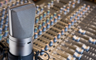 Microphone soundboard studio mixing blur - studio quality free wallpaper