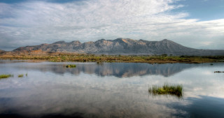 Lake mountain clouds water grass - murata range free wallpaper for desktop