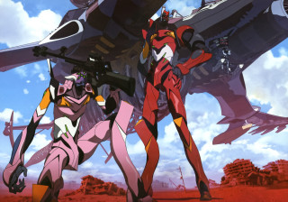 Anime characters plane desert red - a red sky free wallpaper