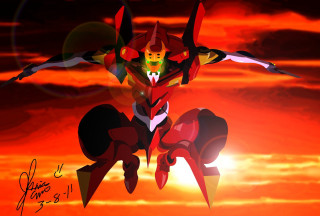 Cartoon character flying sunset clouds - daryush shokof free wallpaper