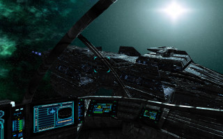 Sci fi space station green - volumetric lighting free wallpaper