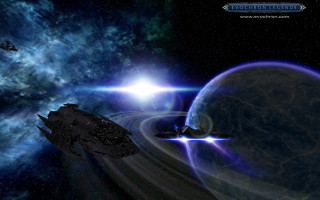 Space station spaceship starry sky - a distant object in the foreground free wallpaper