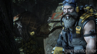 Man beard helmet gun cave - unreal engine 5 free wallpaper