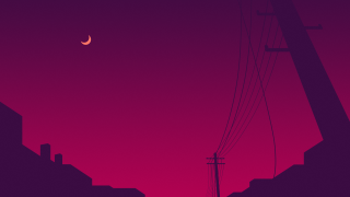 Street power lines crescent moon - atey ghailan free wallpaper