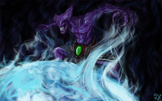 Demon green eye purple water - a green eye free wallpaper
