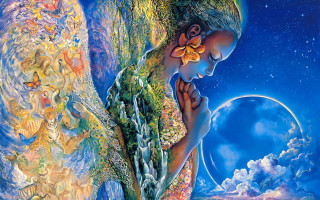 Woman flower moon clouds stars - amanda sage free wallpaper