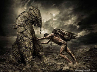 Man holding horse statue chain - bastien l. deharme free wallpaper