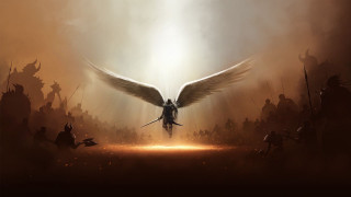 Person wings sword air group - dark fantasy art free wallpaper