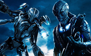 Robots cloudy sky light bulb - a light bulb free wallpaper