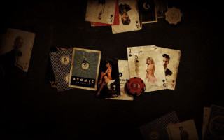 Table cards clock black background - the table free wallpaper