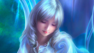Woman long white hair reading - anne stokes free wallpaper