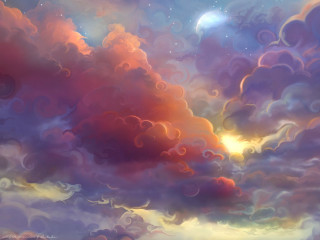 Sky clouds bright sun stars - a bright sun in the distance free wallpaper