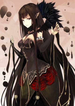 Woman black dress bird shoulder 3 - a black bird free wallpaper for mobile