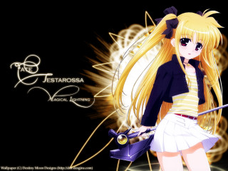 Anime girl blonde sword purple - darkness free wallpaper