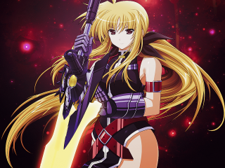 Anime girl gun space background - a red light free wallpaper for desktop