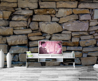 Television white table stone wall - a television free wallpaper