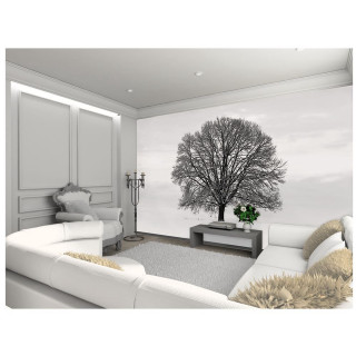 Living room tree wall white - free 3d render wallpaper for tablet
