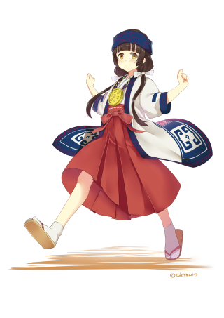 Woman red dress hat running - her back and a backpack free wallpaper