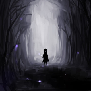 Dark forest figure foggy night - foggy free wallpaper for tablet