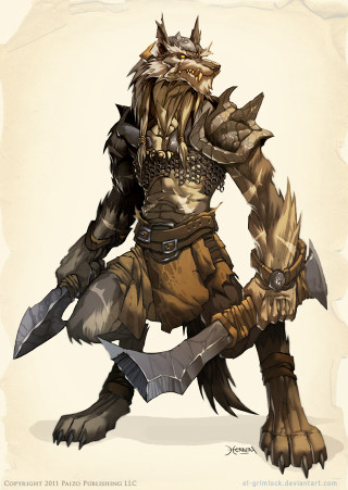 Furry creature sword armor back - epic fantasy character art free wallpaper for mobile