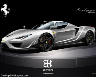 Silver sports car ferrari logo - the front free wallpaper