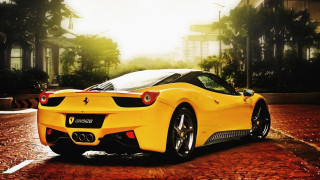 Yellow sports car parking lot 39 - shining free wallpaper