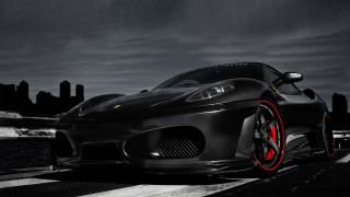 Black sports car red rims - red rim free wallpaper