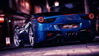 Blue sports car night parking - its light free wallpaper