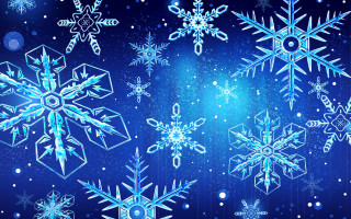Blue snowflakes christmas night moon - ice free wallpaper