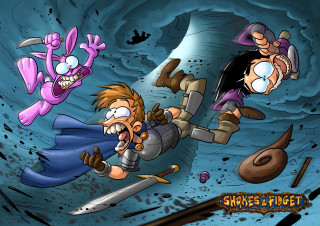 Cartoon man chased demon surfboard - a demon and a demon free wallpaper for desktop