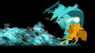 Cartoon cat fire smoke blue 2 - a cat in front free wallpaper for desktop