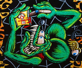 Green monster chips knife mouth - punk art free wallpaper