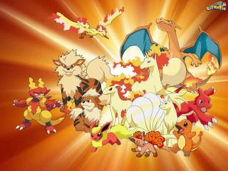Pokemon starters fire autumn sunset - pokemon free wallpaper for desktop