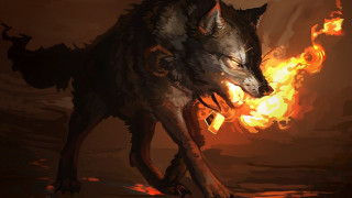 Wolf flame fireball running air - a flame free wallpaper