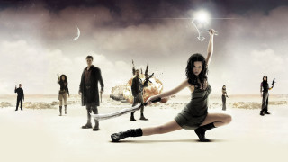 Woman sword group people snow - a star in the sky free wallpaper