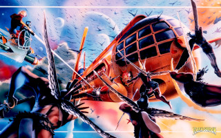 Man plane people background clouds - boris vallejo free wallpaper