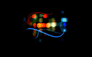 Blurry city night lights blue - a blue ribbon free wallpaper