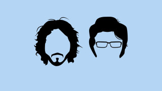 Men glasses beard blue background - two man free wallpaper