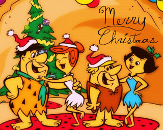 Cartoon christmas tree group people - a cartoon of a group free wallpaper