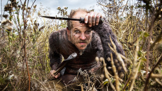 Man knife field grass head - his forehead free wallpaper