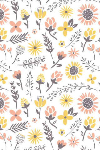 Yellow gray flower pattern white - a flower pattern free wallpaper