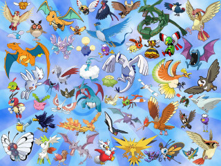 Pokemon collection blue background white - a white circle free wallpaper