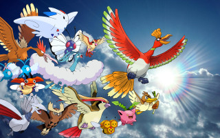 Birds flying sky clouds sun - altermodern free wallpaper
