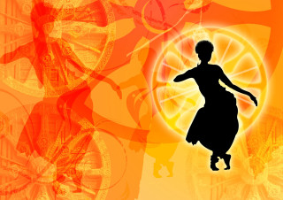 Woman dress dancing clock circles - ella guru free wallpaper